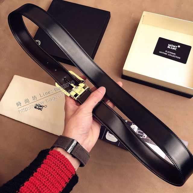 MONTBLANC皮帶 萬寶龍米蘭時裝周新款 專櫃原單 MONTBLANC男士牛皮腰帶  xfp2126